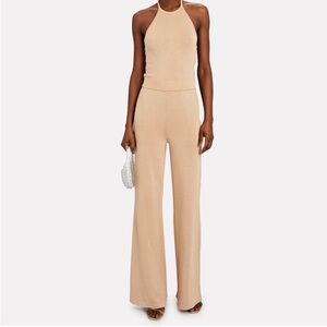 INTERMIX Halter-Neck Wide-Leg Knit Jumpsuit